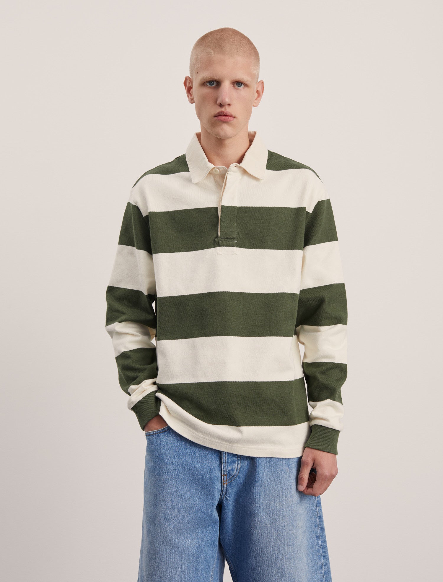 ANOTHER Rugby Polo 1.0, Green Ecru Stripe