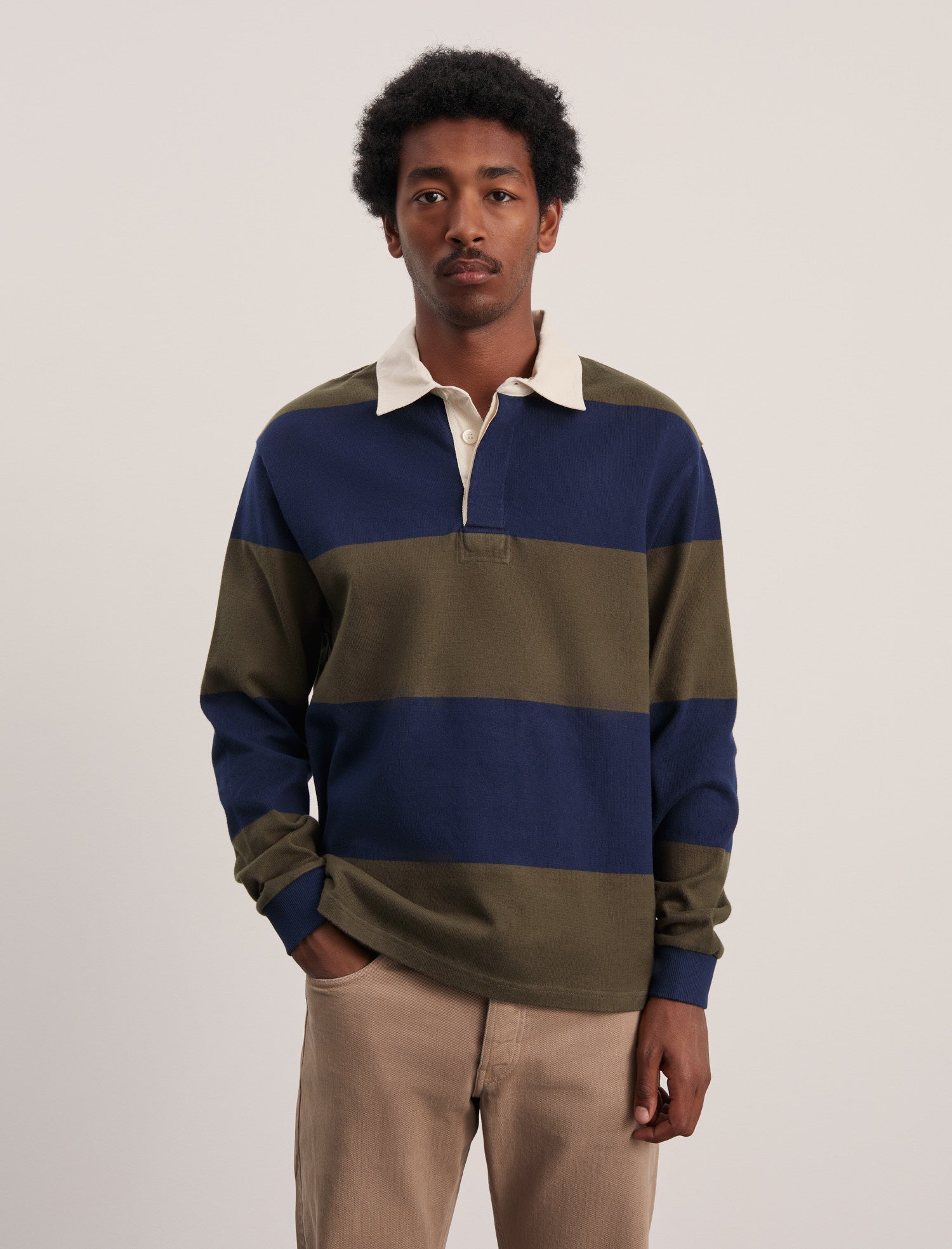 ANOTHER Rugby Polo 1.0, Navy Brown Stripe