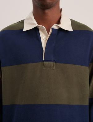 ANOTHER Rugby Polo 1.0, Navy Brown Stripe